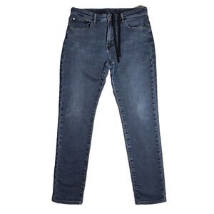 Uniqlo Jeans Mens Medium 33x30 Blue Stretch Slim Fit Drawstring Waist Pants